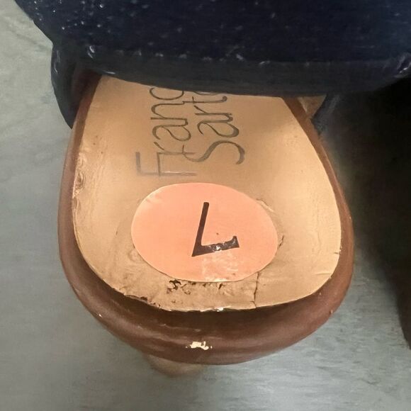 Franco Sarto Dawne Stretchy Denim Slingback Shoes Womens Sz 7‎ Blue Casual Heels - Picture 9 of 16